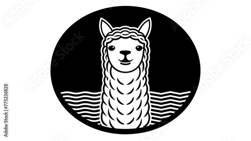 a-alpaca-icon-in-circle-logo vector illustration 
