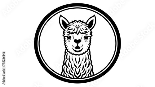 a-alpaca-icon-in-circle-logo vector illustration 