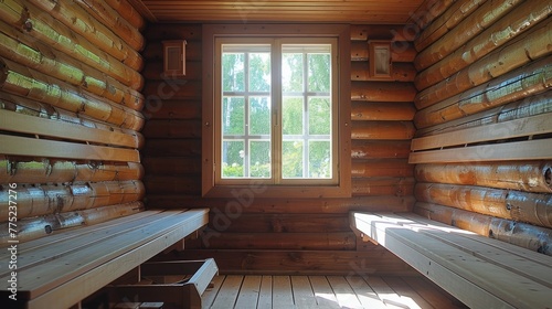 Wooden Room With Bench and Window © olegganko