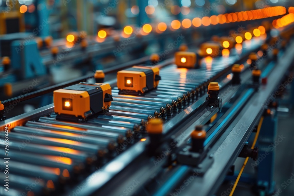 Autonomous robots on a production line at work Autonomous robots on a production line at work