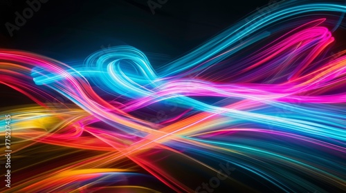 Colorful light trails with dark background