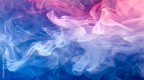 Colorful smoke swirls on blue background
