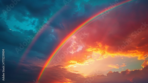 beauty of a rainbow stretching across the sky after a storm