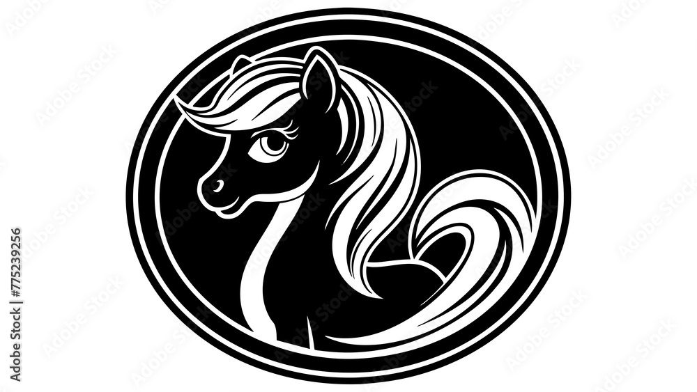a-pony-icon-in-circle-logo white background vector illustration a-pony-icon-in-circle-logo white background vector illustration