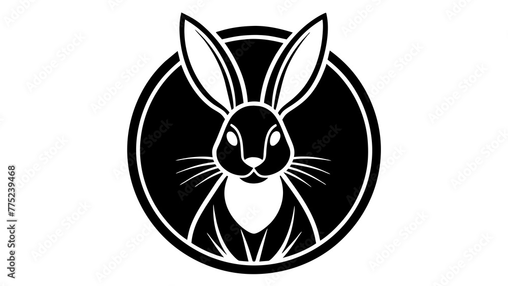 a-rabbit-icon-in-circle-logo white background vector illustration a-rabbit-icon-in-circle-logo white background vector illustration