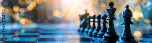 The chess pieces of strategy, leadership, and teamwork aligned, ready to navigate the challenges of the business arena
