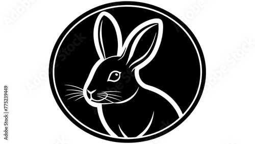  a-rabbit-icon-in-circle-logo white background vector illustration © AnilChandra