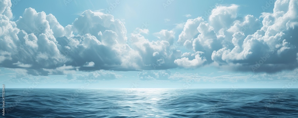 Fototapeta premium Serene ocean panorama with cloudscape