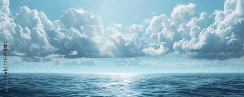 Serene ocean panorama with cloudscape