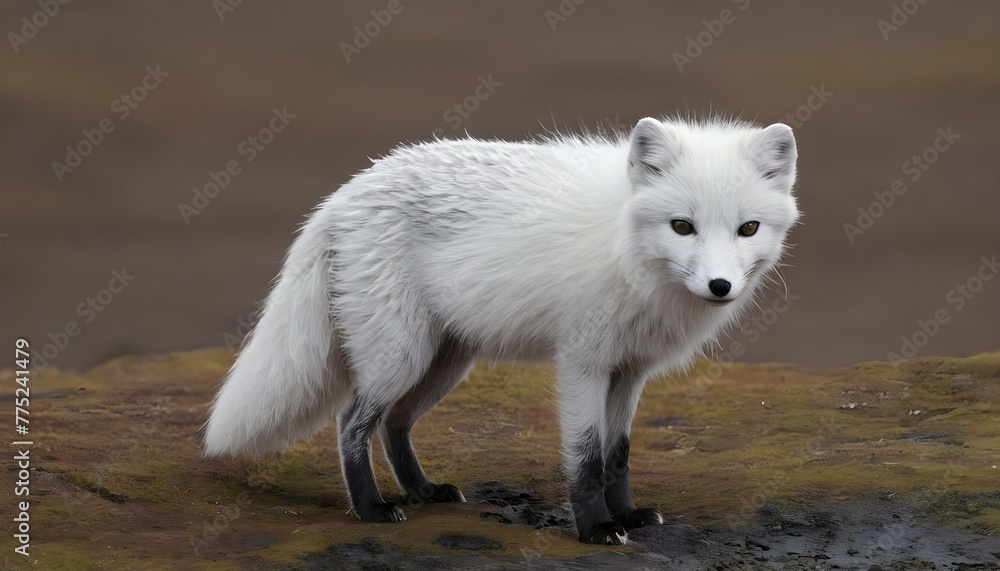 An Arctic Fox With Its Fur Damp From A Dip In