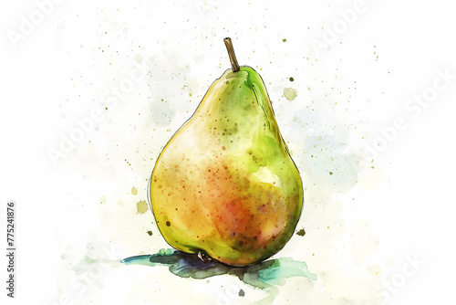 pear on a white background watercolor drawing photo