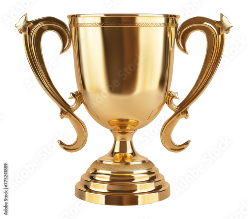 Glorious golden trophy cup signifying victory and achievement isolated on transparent background