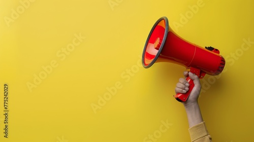 Person Holding Red and Yellow Megaphone