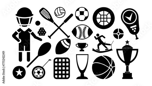 sport-icons-vector-black-and-white background vector illustration