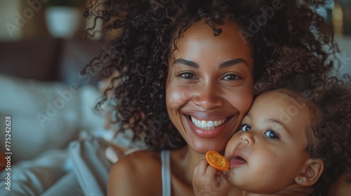 Woman Holding Smiling Baby