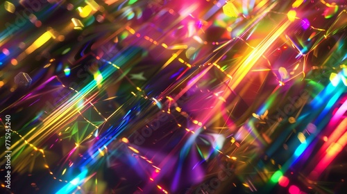 Colorful light refractions on a holographic surface