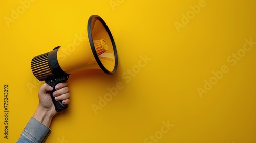 Hand Holding Yellow and Black Megaphone