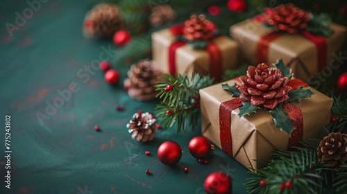 Group of Wrapped Presents on Table
