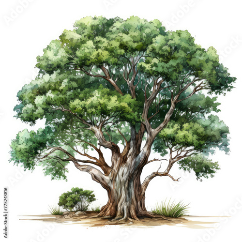 watercolor Oak tree clipart  Generative Ai