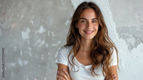 Young Woman Standing in Front of Wall