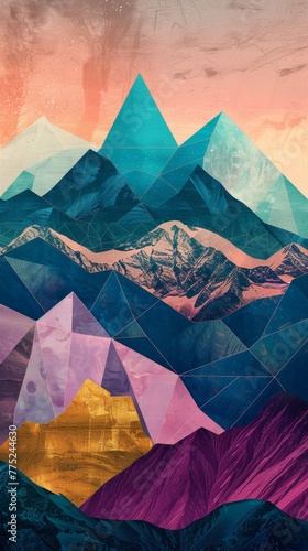 Abstract geometric mountain landscape