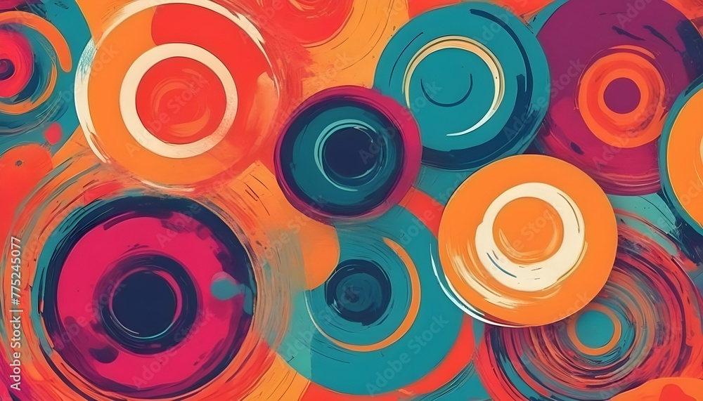 Abstract Pattern With Swirling Circles In A Vibran