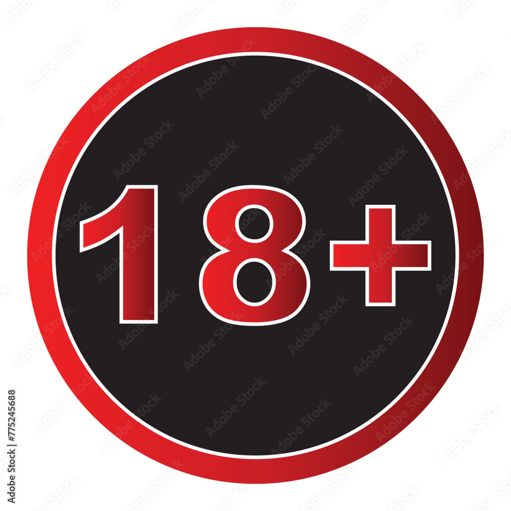 18 sign warning symbol isolated. warnings minors 18 years, black red badges white, illustration. Adult content sign icon. 11:11 18 sign warning symbol isolated. warnings minors 18 years, black red badges white, illustration. Adult content sign icon. 11:11