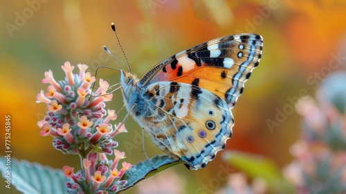 Butterfly On Flower Close Up