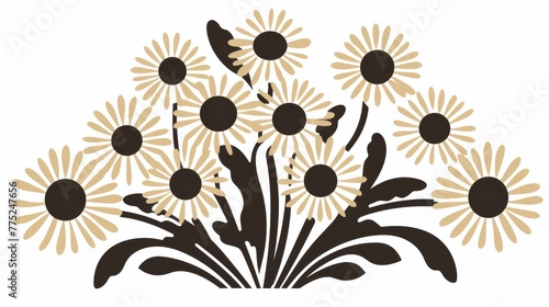 Charming Daisy Bouquet Silhouette Generative AI photo