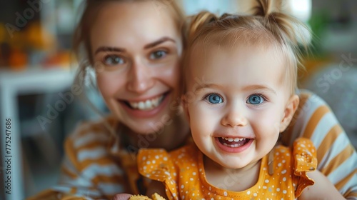 Woman Holding Smiling Baby