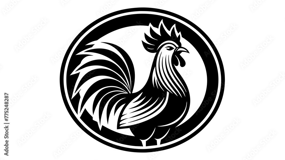 Fototapeta premium a-rooster-icon-in-circle-logo vector illustration