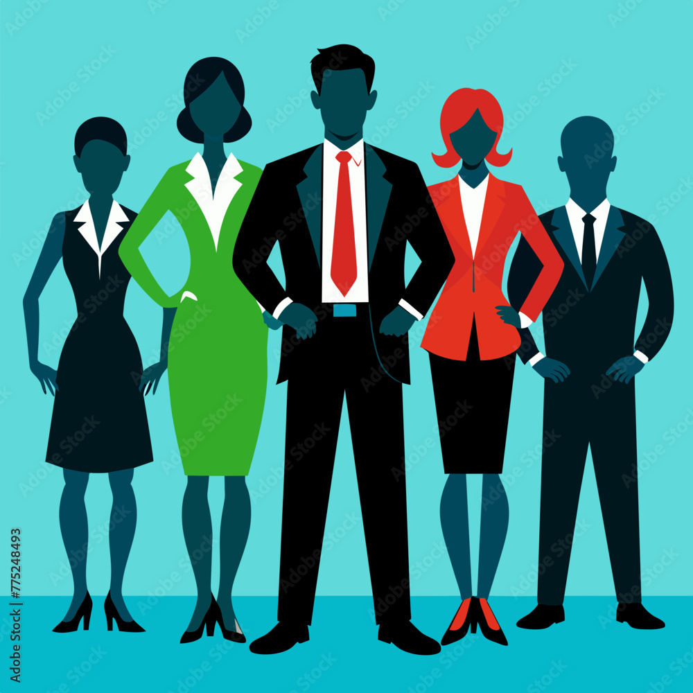 Divers Business people silhouette on office background, Vector illustration Divers Business people silhouette on office background, Vector illustration