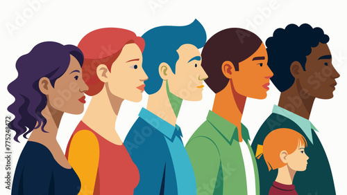 Silhouette of diverse people, multi-ethnic business co-workers, and colleagues. Community of friends. Cooperation and collaboration. Teamwork partnership organization.