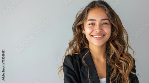 Smiling Woman in Black Jacket