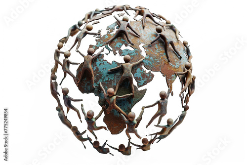 3d rendered illustration of a globe with human icons . international dance day image 

