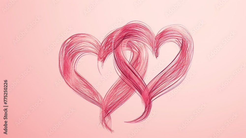 Hand-drawn pink heart on a pastel background