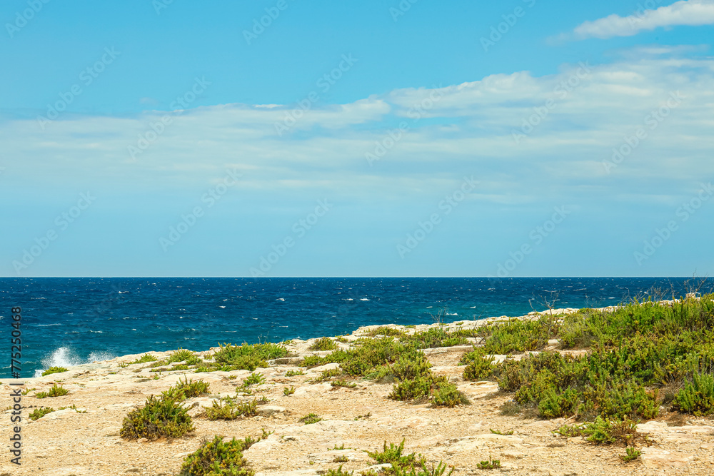 View of beautiful seashore and blue sky