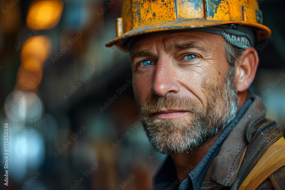 Man in hard hat, working one construction worker Man in hard hat, working one construction worker