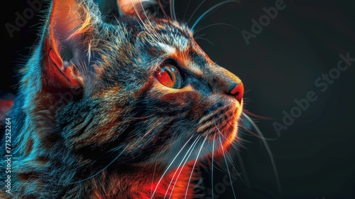 Portrait of a cat with glowing eyes