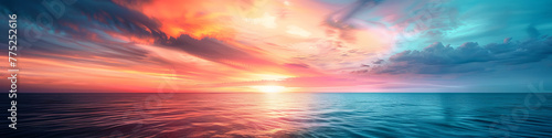 Turquoise sea and beautiful sunset sky banner © Orkidia