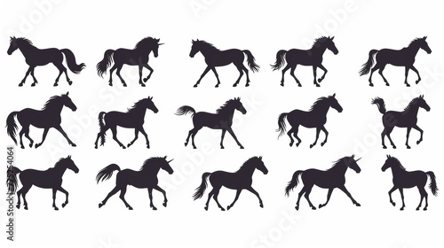 Elegant Horse Silhouette Icon Collection Generative AI