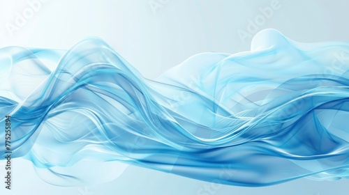Transparent blue waves background with dynamic flow, 3d render style for business and technology concept