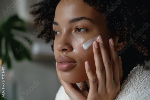 Woman applying skincare products, skincare and beauty concept.
