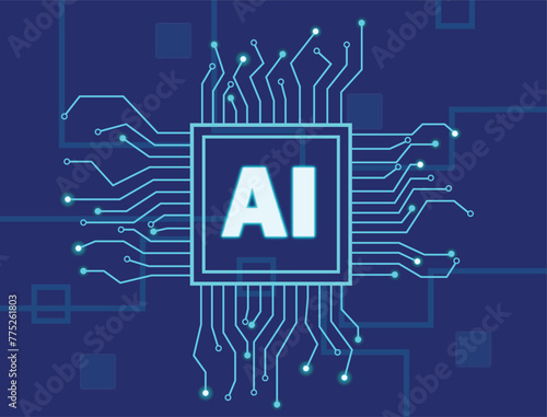 AI technology with Path, Artificial Intelligence, AI processor,  Ai Symbol, Intelligence sign, innovation futuristic, AI Color  Background 