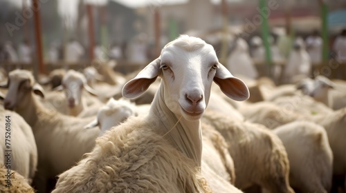 Sheep for the feast of sacrifice, Eid al Adha Mubarak Islamic festival