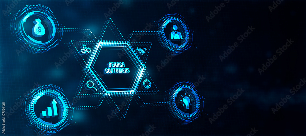Internet, business, Technology and network concept. Marketing plan and strategies. Personalization marketing, customer centric strategies. 3d illustration Internet, business, Technology and network concept. Marketing plan and strategies. Personalization marketing, customer centric strategies. 3d illustration