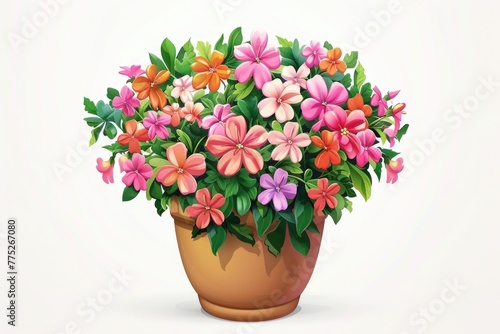 Bright potted plant with colorful flowers, perfect for interior design projects