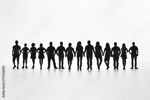 A group of people standing in a straight line. Suitable for business or teamwork concepts