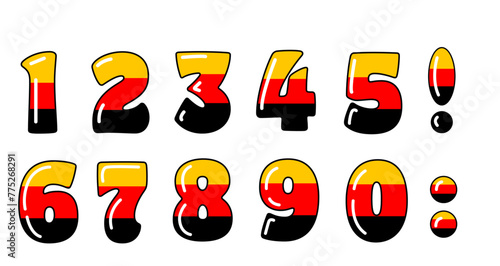 Numbers set in Germany's flag colours. Design for  events, sports jerseys, football and national celebration materials. 