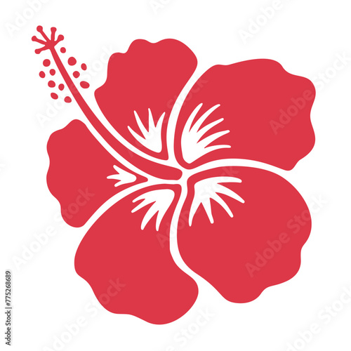Hibiscus icon silhouette floral sign isolated. Aloha beach symbol tropical flower exotic hibiscus bloom. Single flower icon for logo, Hawaiian print stamp design element. © Cute Design